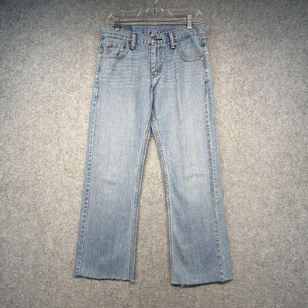 Levis 527 Slim Bootcut Jeans Mens 30x26 Blue Denim Medium Wash Raw Hem